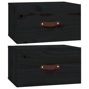 vidaXL Wall-mounted Bedside Cabinets 2 pcs Black 40x29.5x22 cm