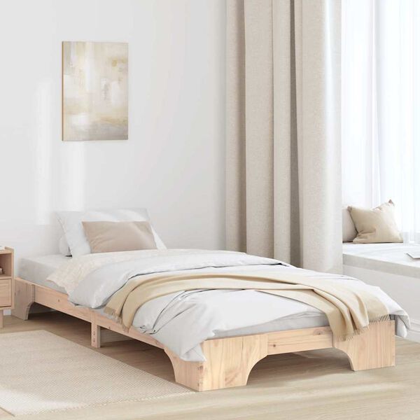 vidaXL Bed Frame Natural 80 x 200 cm Solid Pine Wood