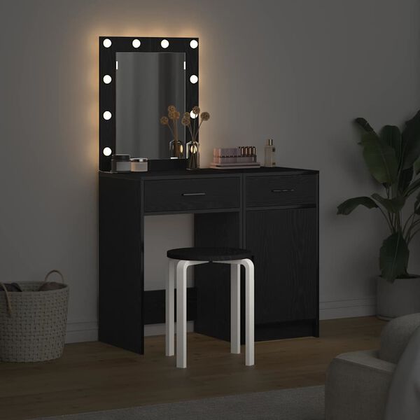 vidaXL Dressing Table 2 pcs Black 50 x 41 x 135 cm Engineered wood