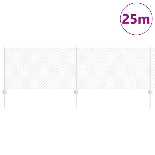 vidaXL Fence with Post Silver 0.8 x 25 m Steel