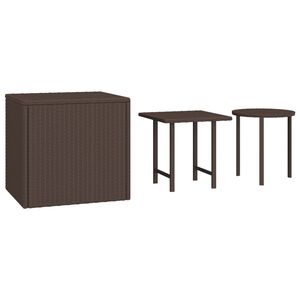 vidaXL Garden Side Table | Brown | PE rattan | Small | Stackable