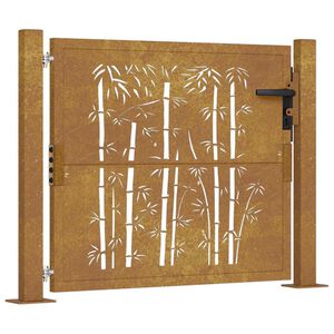 vidaXL Garden Gate 100x75 cm Corten Steel Bamboo Design
