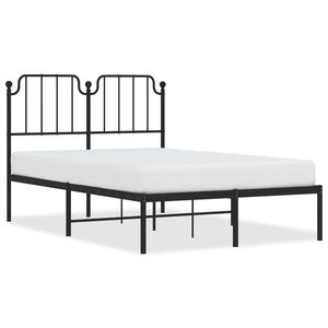 vidaXL Metal Bed Frame without Mattress with Headboard Black 120x200cm
