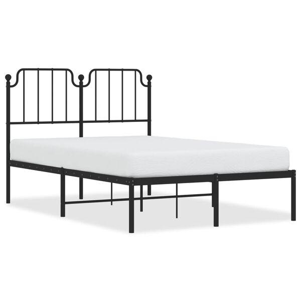 vidaXL Metal Bed Frame without Mattress with Headboard Black 120x200cm