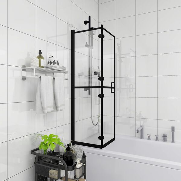 vidaXL Folding Shower Enclosure ESG 120x140 cm Black