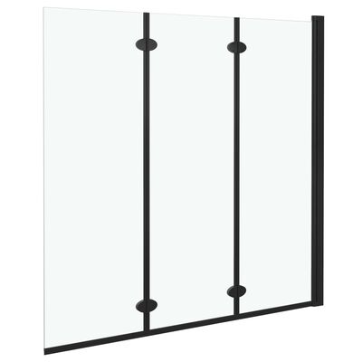 vidaXL Folding Shower Enclosure 3 Panels ESG 130x138 cm Black