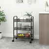 vidaXL 3-Tier Kitchen Trolley Black 46x26x64 cm Iron