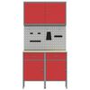 vidaXL Work Cabinet with Drawer 5 pcs Red Engineered Wood and Steel