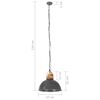 vidaXL Industrial Hanging Lamp Grey Round 32 cm E27 Solid Mango Wood