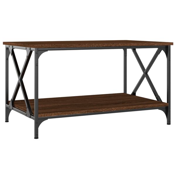 vidaXL Coffee Table Brown Oak 80x50x45 cm Engineered Wood and Iron