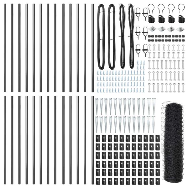 vidaXL Fence Post Grey 50 x 0.5 m (50 mm mesh) Steel and PVC