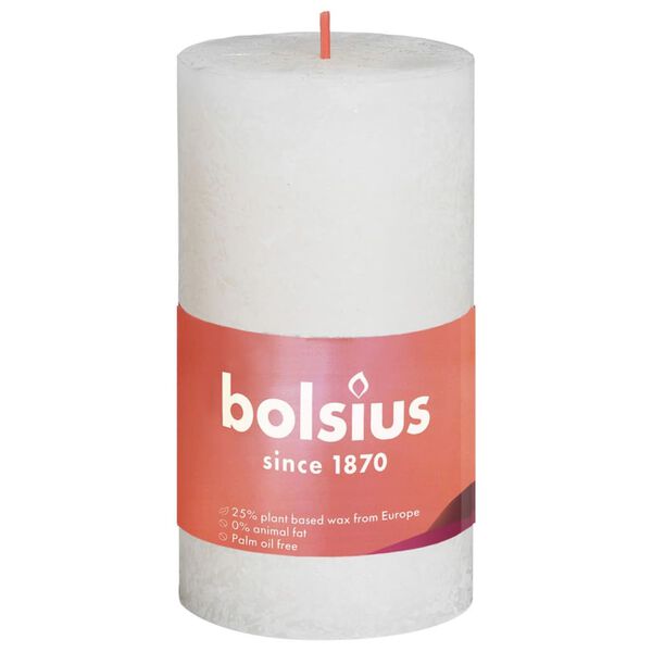 Bolsius Rustic Pillar Candles Shine 8 pcs 100x50 mm Soft Pearl