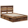 vidaXL Bed Frame with Headboard Old Wood 135 x 190 cm Solid Pine Wood