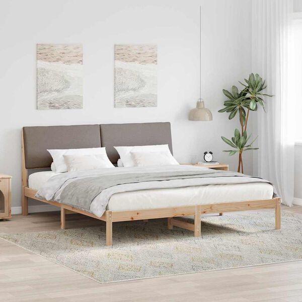 vidaXL Bed frame Brown and taupe 180 x 200 cm Solid pine wood