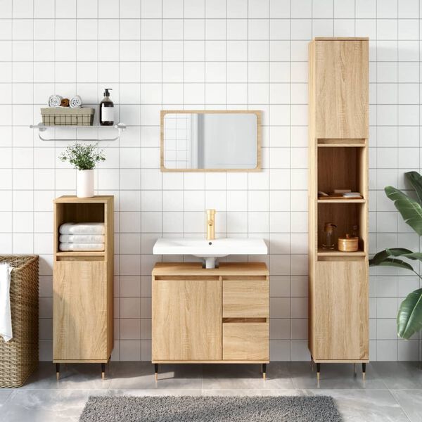 vidaXL Bathroom Cabinet Sonoma Oak 65x33x60 cm Engineered Wood