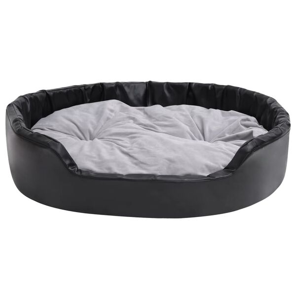 vidaXL Dog Bed Black and Grey 99x89x21 cm Plush and Faux Leather
