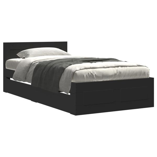 vidaXL Bed Frame with Headboard without Mattress Black 100x200 cm