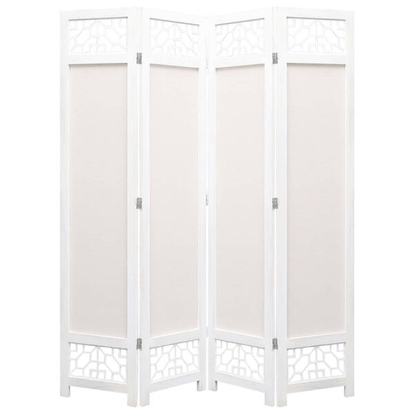 vidaXL 4-Panel Room Divider Cream 140x165 cm Fabric