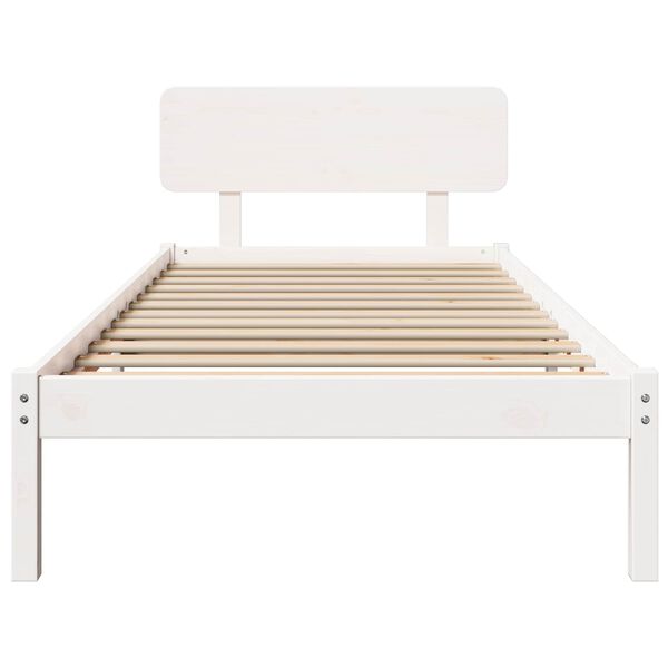vidaXL Bed Frame with Headboard White 75 x 190 cm Solid Pine Wood
