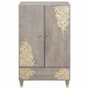 vidaXL Highboard Grey and Gold 60 x 33 x 100 cm Solid Mango Wood