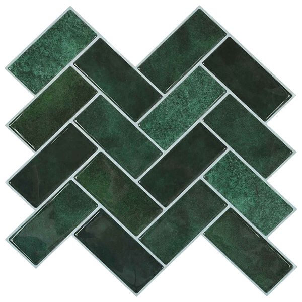 vidaXL Herringbone Tile 10 pcs Dark Green 30 x 30 cm
