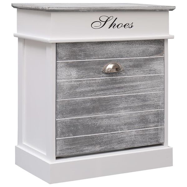 vidaXL Shoe Cabinet Grey 50x28x58 cm Paulownia Wood