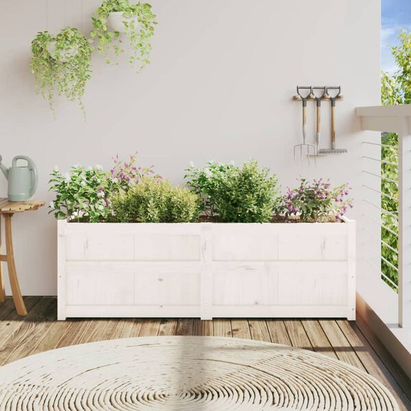 vidaXL Garden Planter White 150x50x50 cm Solid Wood Pine