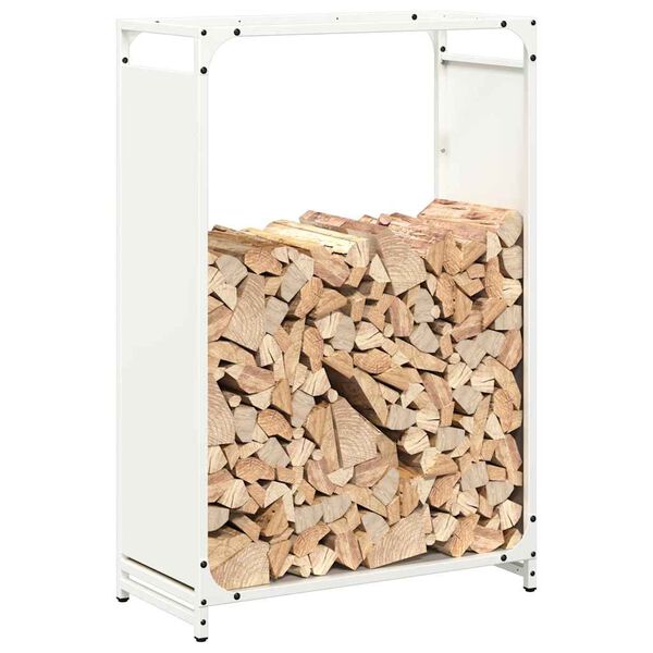 vidaXL Firewood Rack White 60x28x90 cm Cold-rolled steel