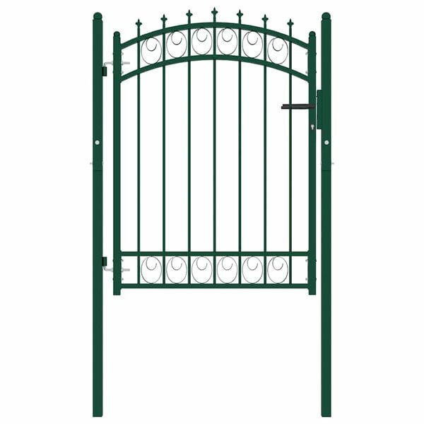 vidaXL Fence Gate with Spikes Steel 100x125 cm Green