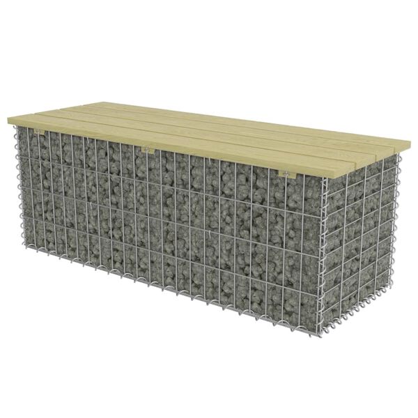 vidaXL Gabion Bench 120 cm Galvanised Steel and Pinewood