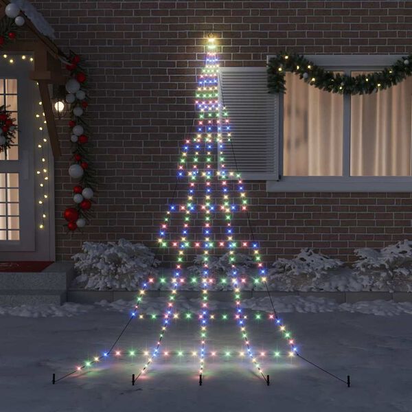 vidaXL LED Christmas Tree with Ground Spikes Multicolour 500 cm Metal