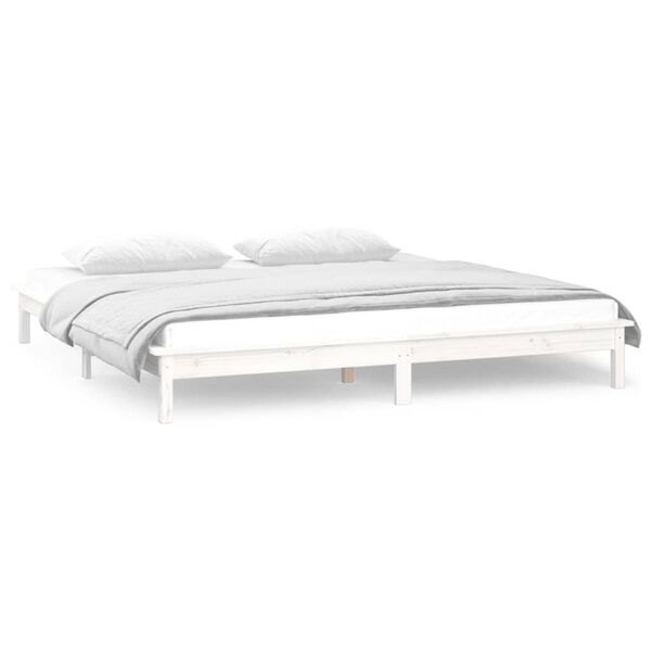 vidaXL LED Bed Frame without Mattress White 120x200 cm Solid Wood