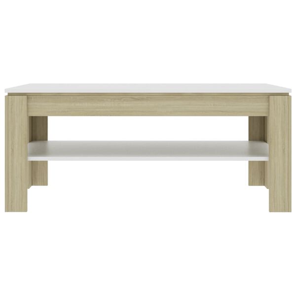 vidaXL Coffee Table White and Sonoma Oak 110x60x47 cm Engineered Wood