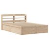 vidaXL Bed Frame with Headboard 135x190 cm Solid Wood Pine
