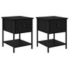 vidaXL Bedside Table 2 pcs Black Oak 34 x 35.5 x 45 cm Engineered Wood