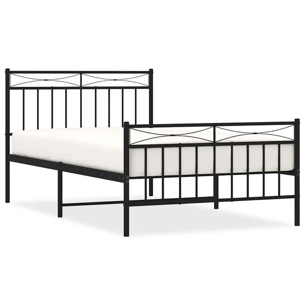 vidaXL Metal Bed Frame without Mattress with Footboard Black 100x200cm