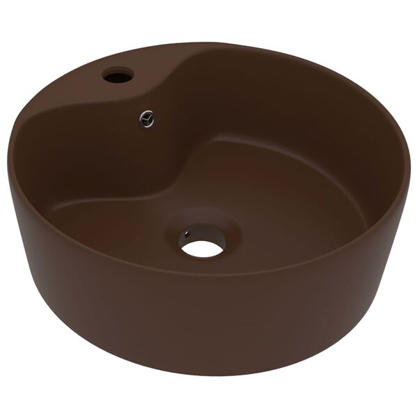 vidaXL Luxury Wash Basin with Overflow Matt Dark Brown 36x13 cm Ceramic