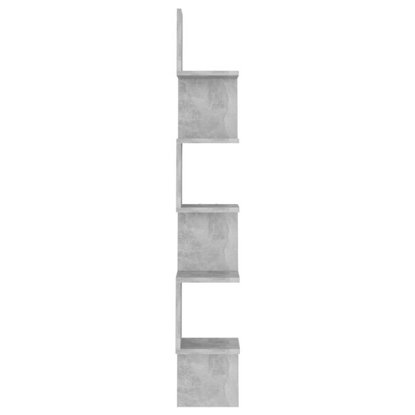 vidaXL Wall Corner Shelf Concrete Grey 20x20x127.5 cm Engineered Wood