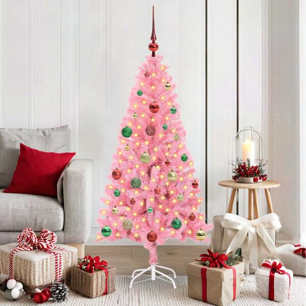 vidaXL Christmas Tree with 150 LEDs with Stand Pink 150 cm PVC
