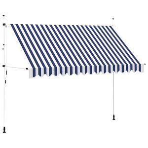 vidaXL Manual Retractable Awning 350 cm Blue and White Stripes