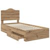 vidaXL Bed Frame with Drawer Artisan Oak 90 x 200 cm Engineered Wood