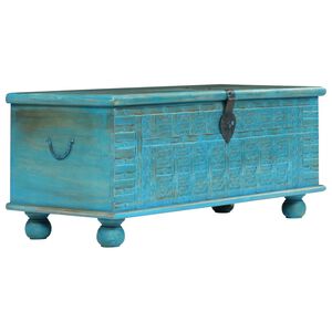 vidaXL Storage Chest Solid Mango Wood Blue 100x40x41 cm