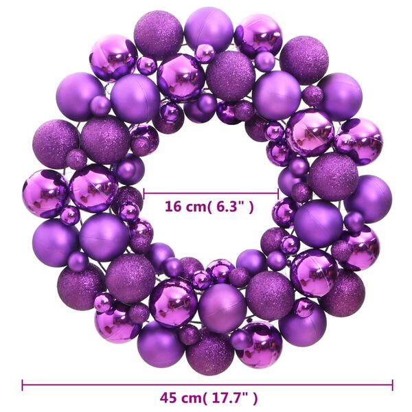 vidaXL Christmas Wreath Purple 45 cm Polystyrene