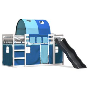 vidaXL Bunk Bed without Mattress with Slide and Curtains Blue 90x200cm