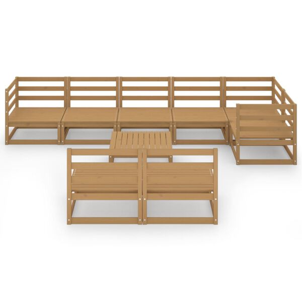vidaXL 9 Piece Garden Lounge Set Honey Brown Solid Pinewood