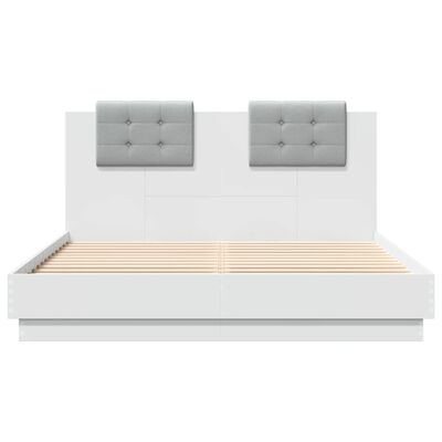 vidaXL Bed Frame with Headboard and LED Lights White 120x200 cm