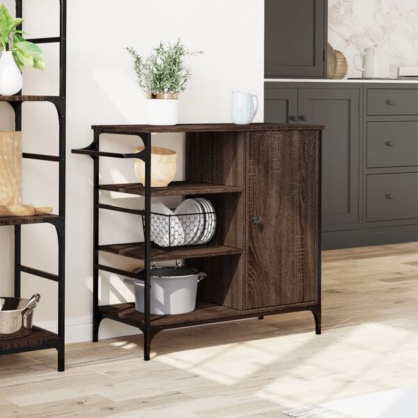 vidaXL Kitchen Trolley Brown Oak 87.5x38.5x84.5 cm Engineered Wood