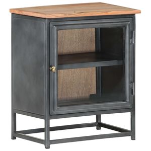 vidaXL Bedside Cabinet | Grey | Solid acacia wood, glass, steel | Medium