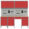 vidaXL Work Bench with Drawer 10 pcs Red 200 x 55 x 200 cm Steel