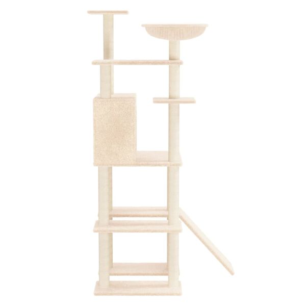 vidaXL Cat Tree with Sisal Scratching Posts Cream 166 cm